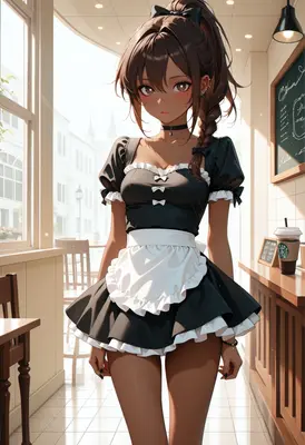 Charming Maid in a Cozy Cafe