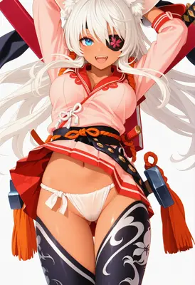 Energetic White Haired Warrior Girl