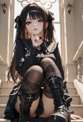 Gothic Lolita Girl With Red Eyes