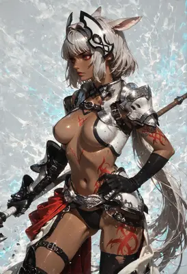 Silver Armored Warrior With Red Markings