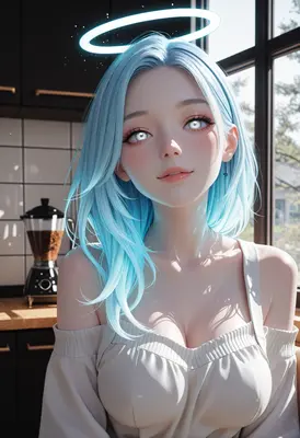 Ethereal Angel in a Modern Kitchen