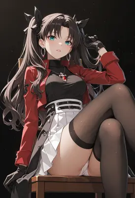 Elegant Rin Tohsaka Sitting on Chair