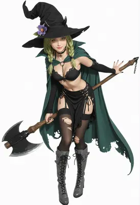 Battle Ready Green Haired Witch