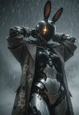 Cybernetic Rabbit in the Rain