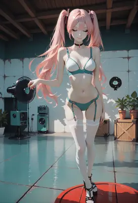 Pink Haired Girl in Retro Studio