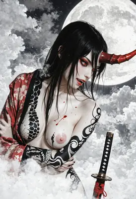 Oni Warrior Under the Moon