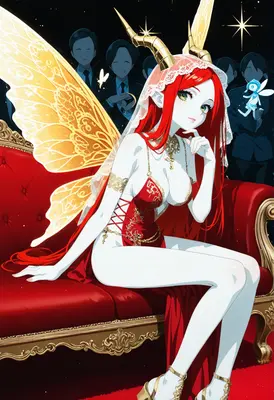 Elegant Fairy Queen on Red Velvet