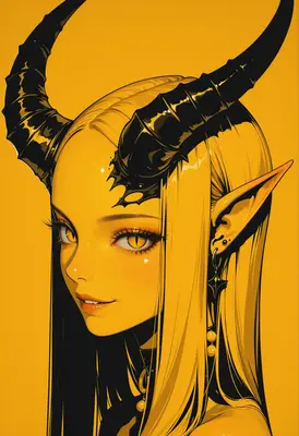 Golden Horned Elf Portrait