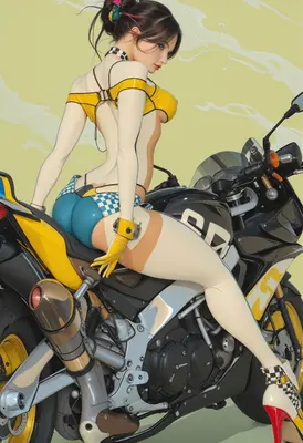 Biker Girl in Racing Gear