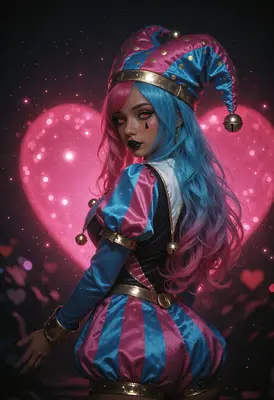Enchanting Harlequin with Pink and Blue