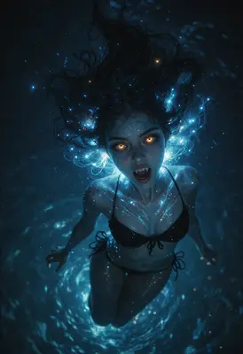 Bioluminescent Siren Rising From The Deep