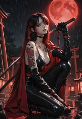 Crimson Moonlight Samurai Assassin
