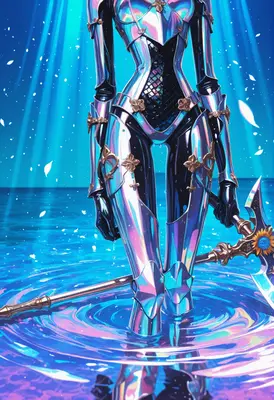 Holographic Knight Standing in Water