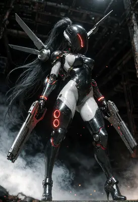 Cybernetic Warrior with Dual Pistols