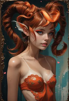 Ethereal Ginger Beauty in Ornate Frame