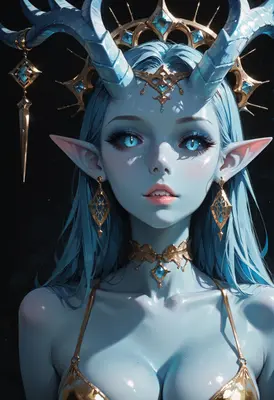 Ethereal Blue Horned Forest Queen