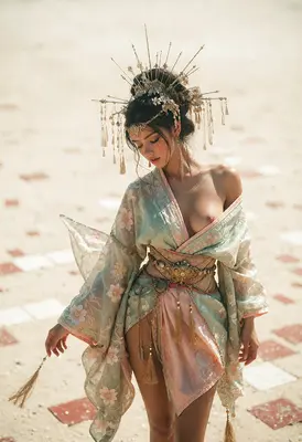 Ethereal Goddess in Floral Silk