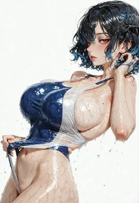 Wet Summer Swimsuit Anime Girl