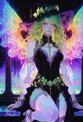 Ethereal Forest Witch in Neon Light