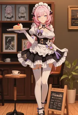 Elysia Serving Cake in Maid Uniform