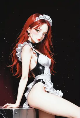 Elegant Redhead Maid in Latex