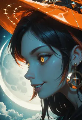 Golden Eyed Witch Under The Moon