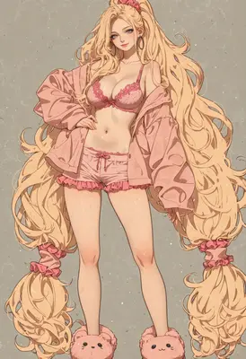 Blonde Girl in Pink Loungewear