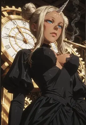 Steampunk Unicorn Maiden and Clockwork