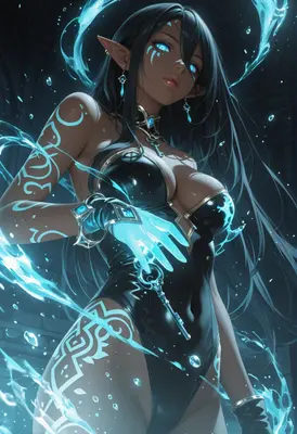 Mystic Elf with Glowing Water Magic