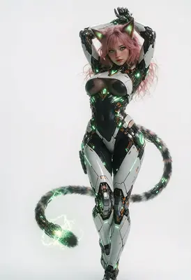 Cybernetic Cat Girl Warrior