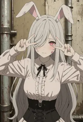 Wounded White Haired Bunny Girl