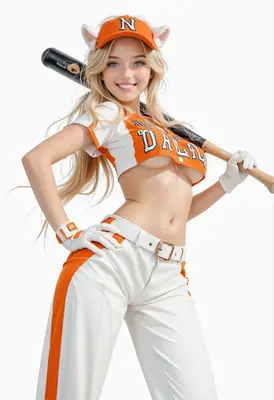 Blonde Catgirl Baseball Player