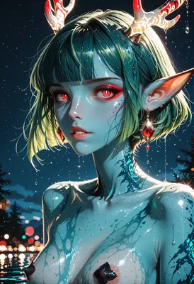 Mystical Forest Nymph with Glowing Antlers