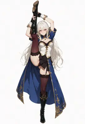 Elegant Silver Haired Warrior Stretching