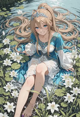Princess Resting in a Lily Pond