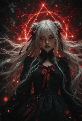Gothic Sorceress with Crimson Magic