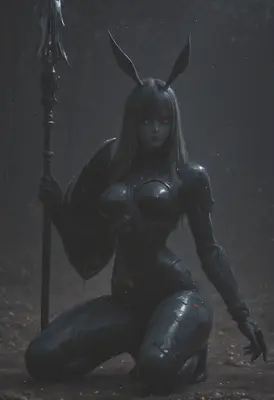 Dark Bunny Knight in Shadowed Woods