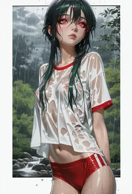 Rain Drenched Girl in Sportswear