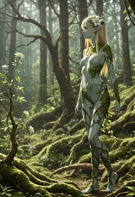 Forest Elf Spirit Among Ancient Trees