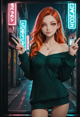 Neon Alley Vibes with Ginger Beauty