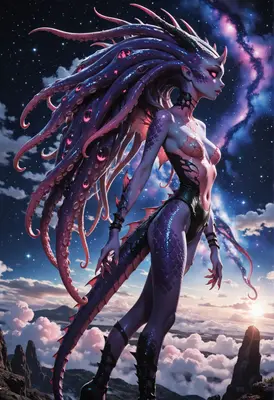 Cosmic Tentacle Siren Above The Clouds