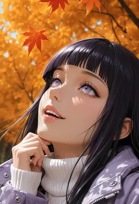 Hinata Gazing at Autumn Leaves