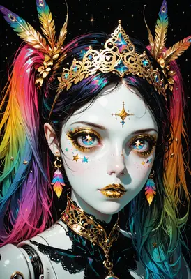 Celestial Rainbow Queen Portrait