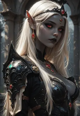 Gothic Elf Queen in Dark Armor