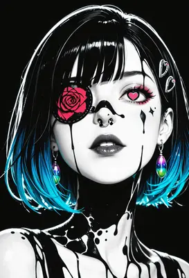 Gothic Rose Eye Patch Portrait