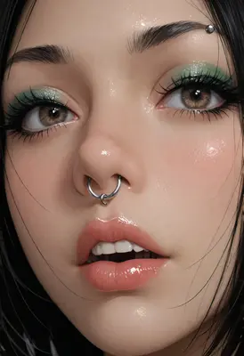 Close Up Portrait With Green Eyeshadow