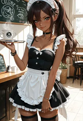 Charming Maid Serving Fresh Hot Coffee