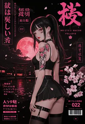 Gothic Cherry Blossom Moonlight Portrait
