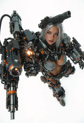 Cybernetic Soldier with Heavy Weaponry