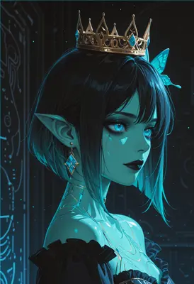 Ethereal Neon Elf Queen Portrait